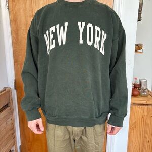 Brandy Melville Dark Green New York Crewneck Sweater